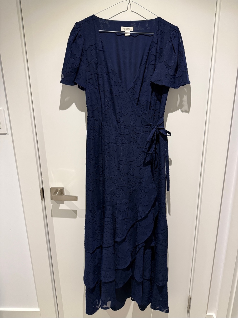 Monsoon Navy Lace Wrap Midi Dress
